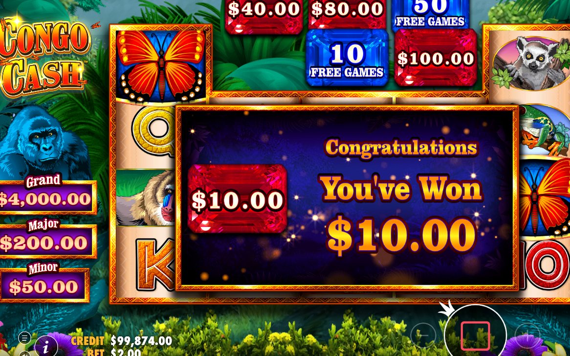 Collected jewels paying out on the win screen