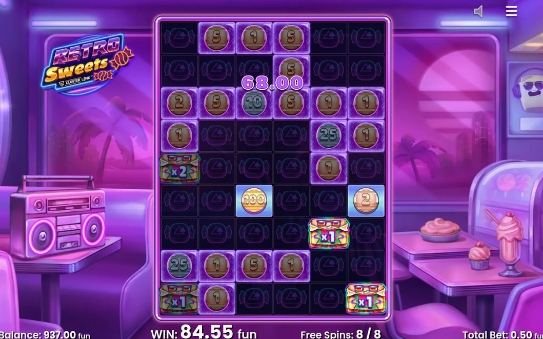 Normal Free Spins Feature triggered by Wild Candy Symbols